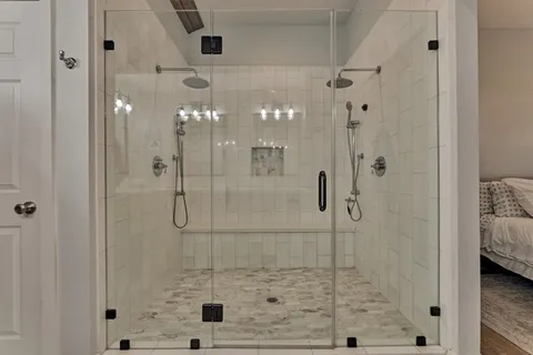 a bathroom with a shower
