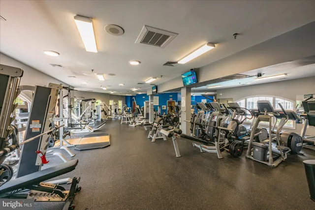 a view of a room with gym equipment