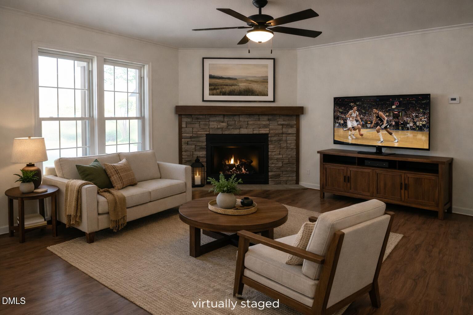 1159 No Bottom Road Warrenton, NC 27589 - Photo 7 of 44 a living room with furniture a window and a fireplace