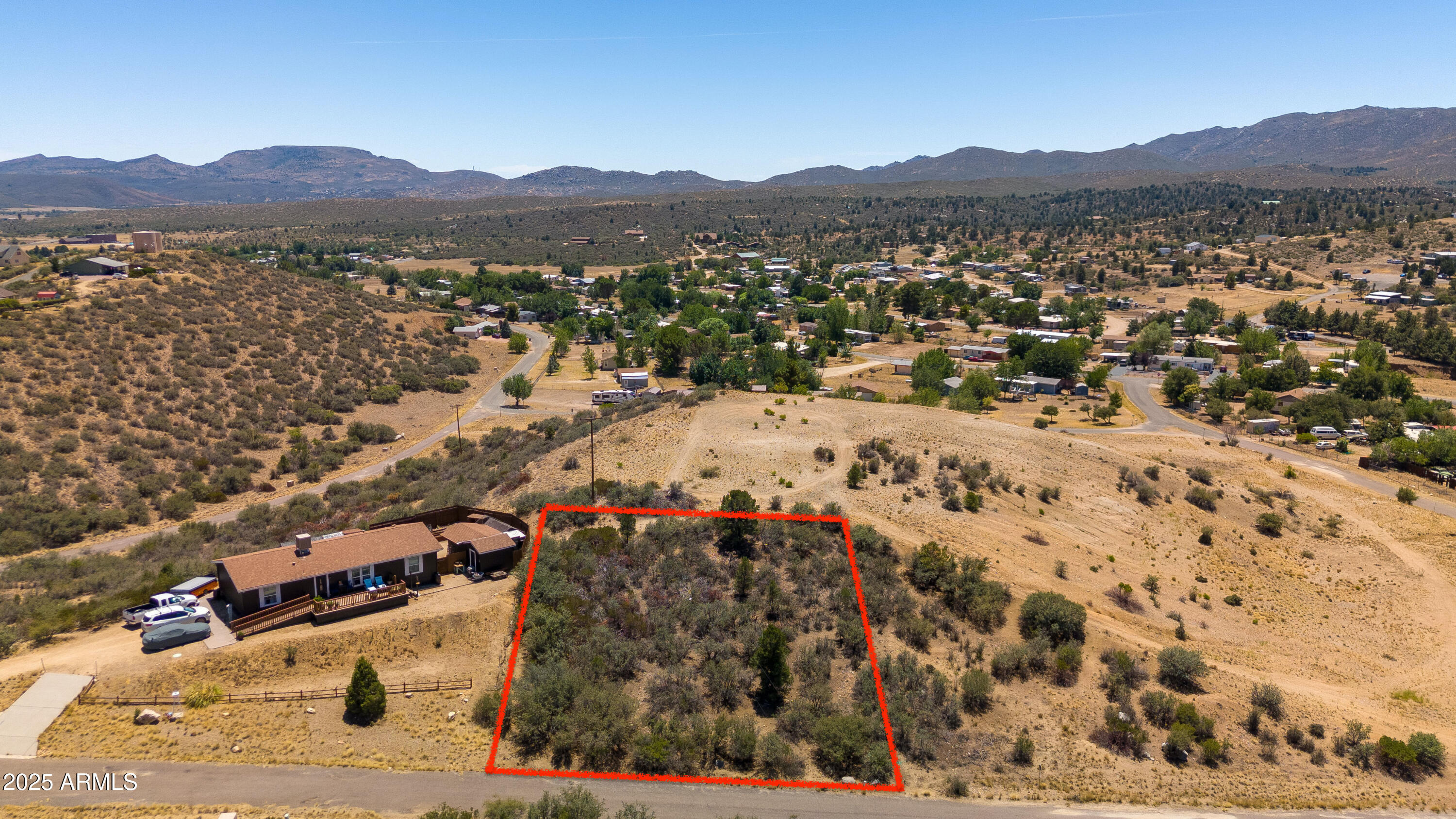 a view of a city with mountain