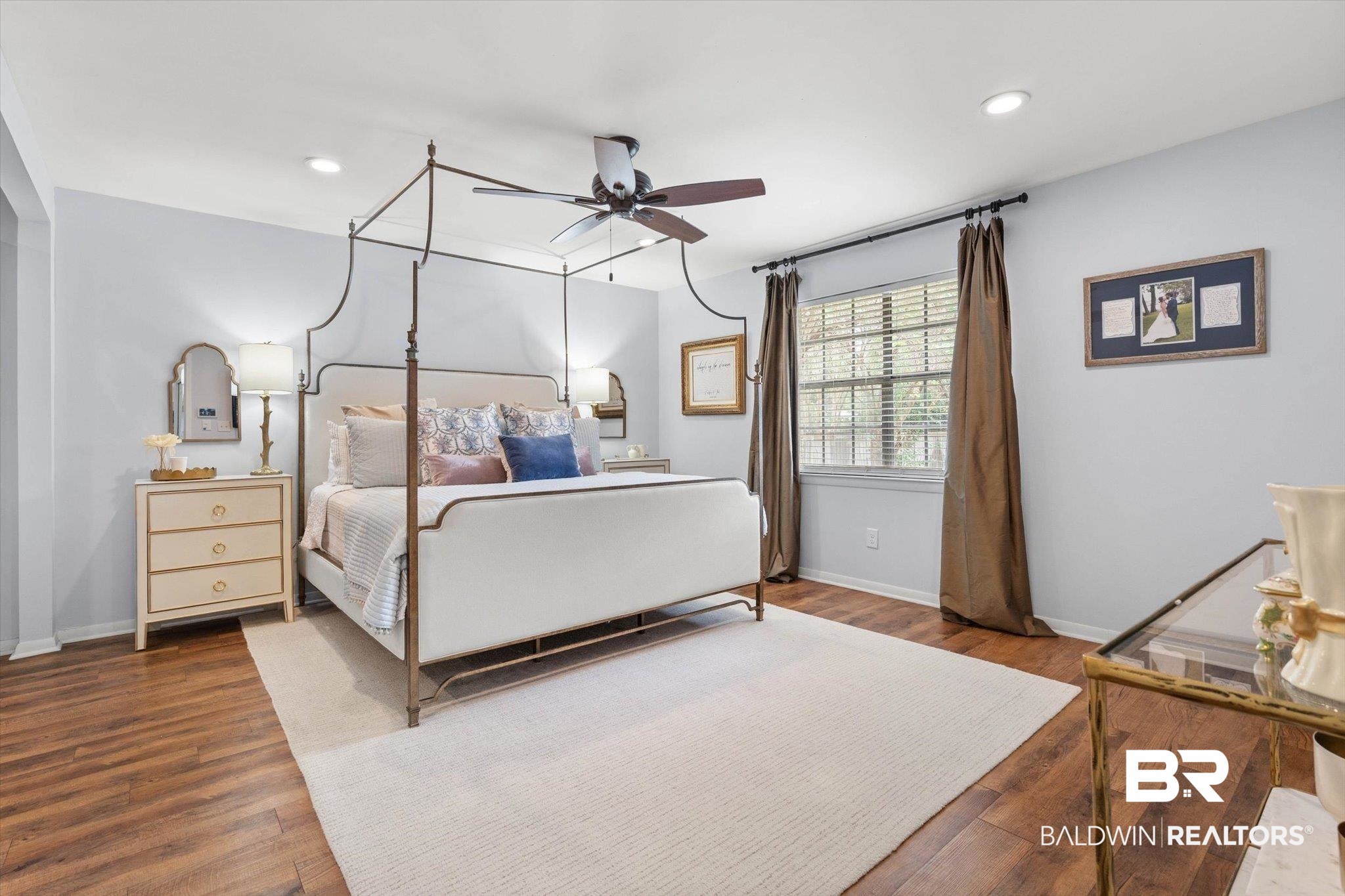 254 Woodlands Avenue Mobile, AL 36607 - Photo 17 of 50 Bedroom featuring ceiling fan, dark wood finished floors, and recessed lighting