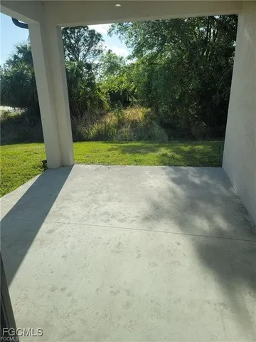 a view of a garden with a staircase