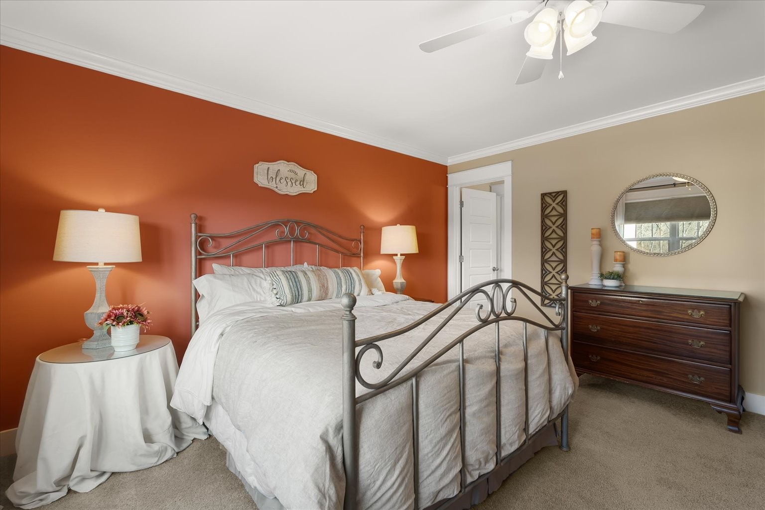 6833 Falls Ridge Lane College Grove, TN 37046 - Photo 45 of 70 a bedroom with a bed and a lamp on table