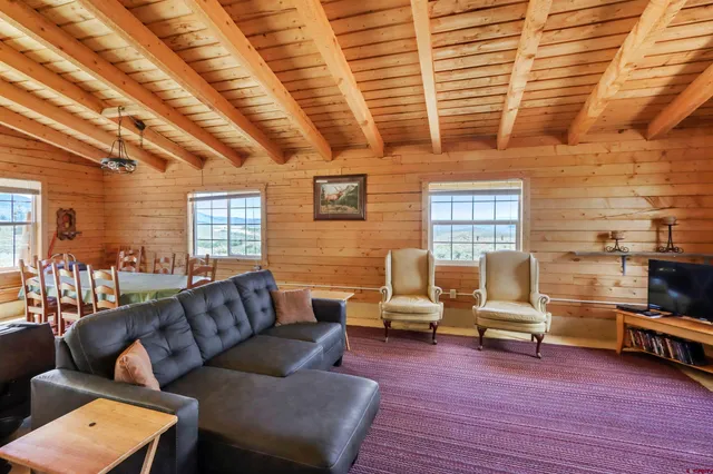 a view of a livingroom with furniture and a fireplace