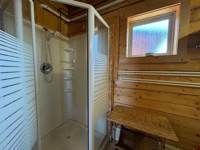 a bathroom with a shower