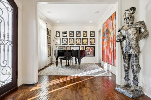 a view of a chairs and table in a room