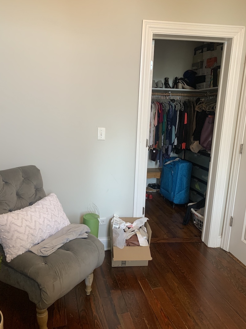 1740 West Huron Street, Unit 3F Chicago, IL 60622 - Photo 12 of 18 a living room with furniture and a closet
