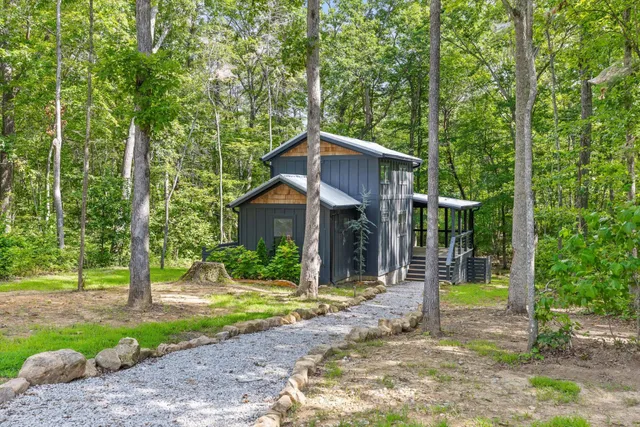 a view of a playground with a tree