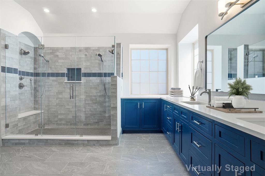 4840 Exposition Way Fort Worth, TX 76244 - Photo 14 of 40 a bathroom with a granite countertop sink a toilet and shower