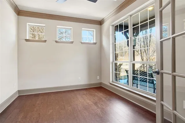 an empty room with windows