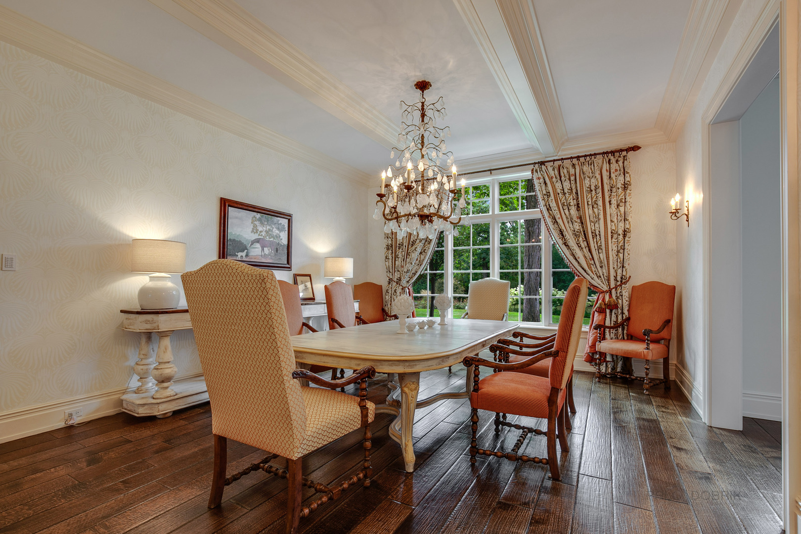 680 South Ridge Road Lake Forest, IL 60045 - Photo 6 of 44 a dining room with furniture a chandelier and wooden floor