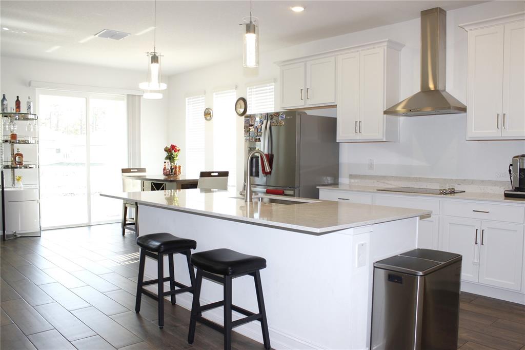 18331 Serene Lk Loop Lutz, FL 33548 - Photo 18 of 46 a kitchen with stainless steel appliances kitchen island granite countertop a sink a stove a refrigerator and white cabinets with wooden floor