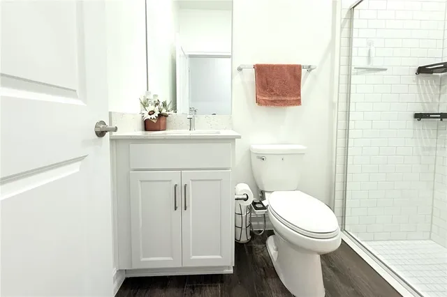 a bathroom with a sink toilet and vanity