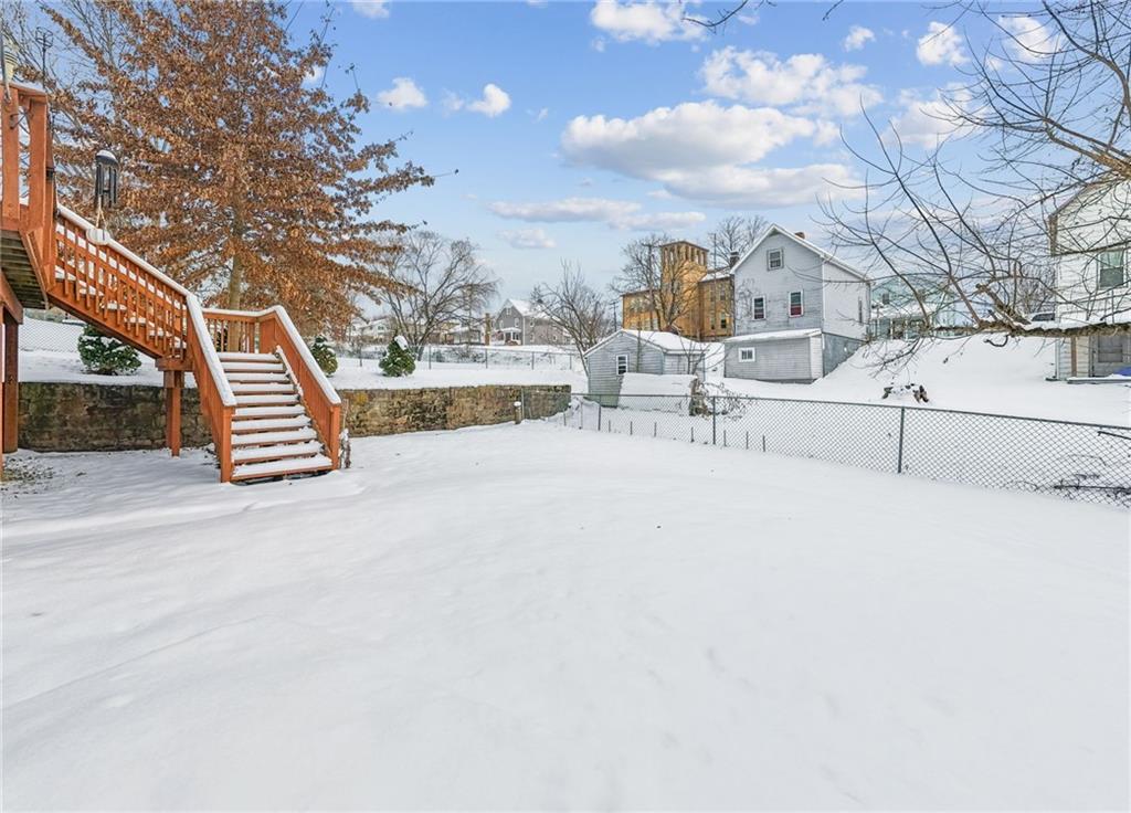 410 Point Street Saltsburg, PA 15681 - Photo 32 of 39 a view of roof deck with a barbeque and wooden stairs