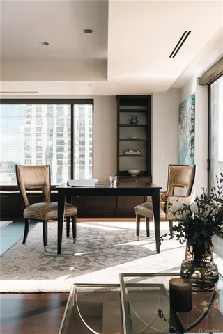 a view of kitchen with dining table and chairs
