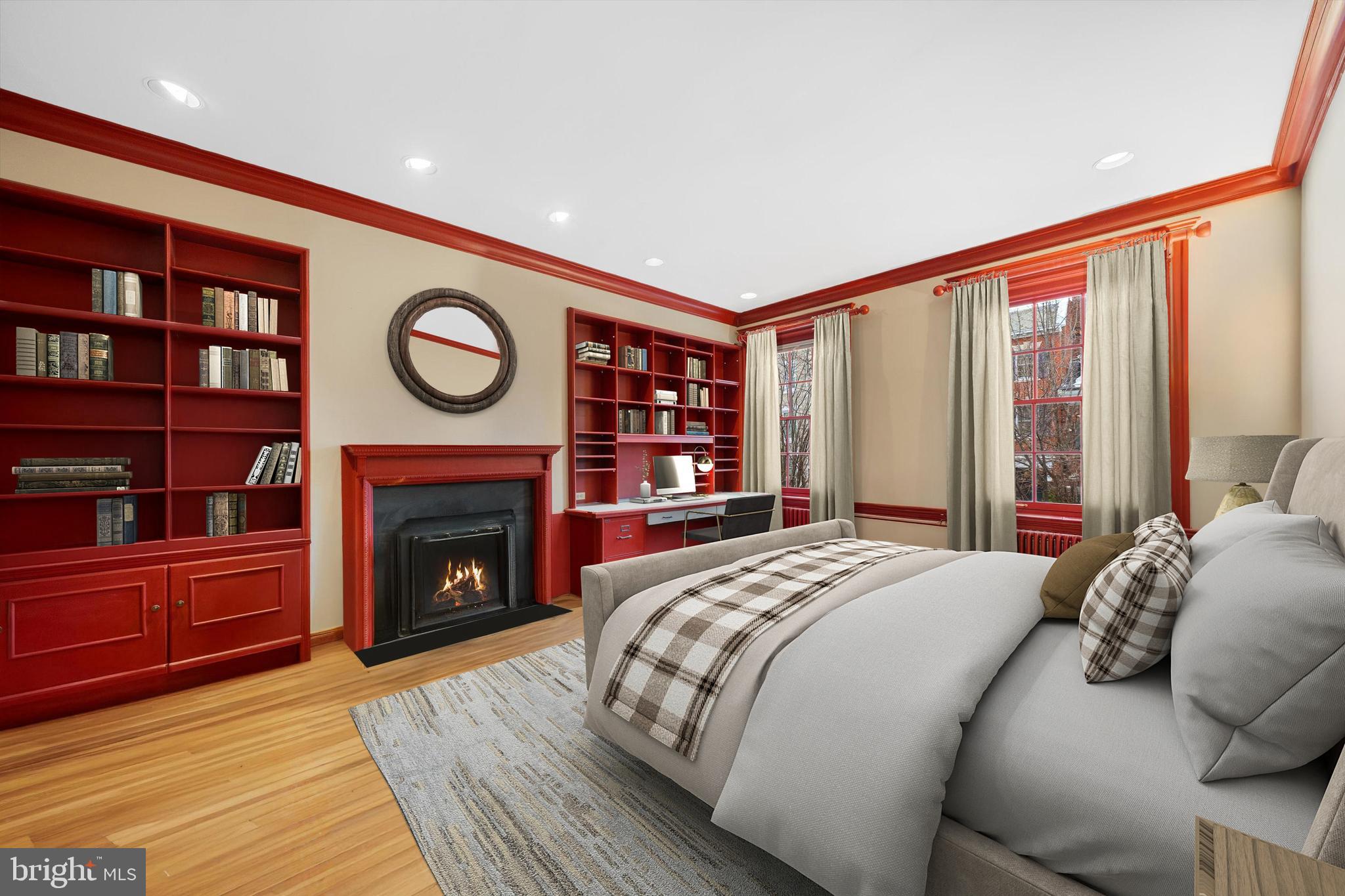 2134 R Street Northwest Washington, DC 20008 - Photo 16 of 36 Bedroom 4 w/ Fireplace, Walk-in closet & Builtins