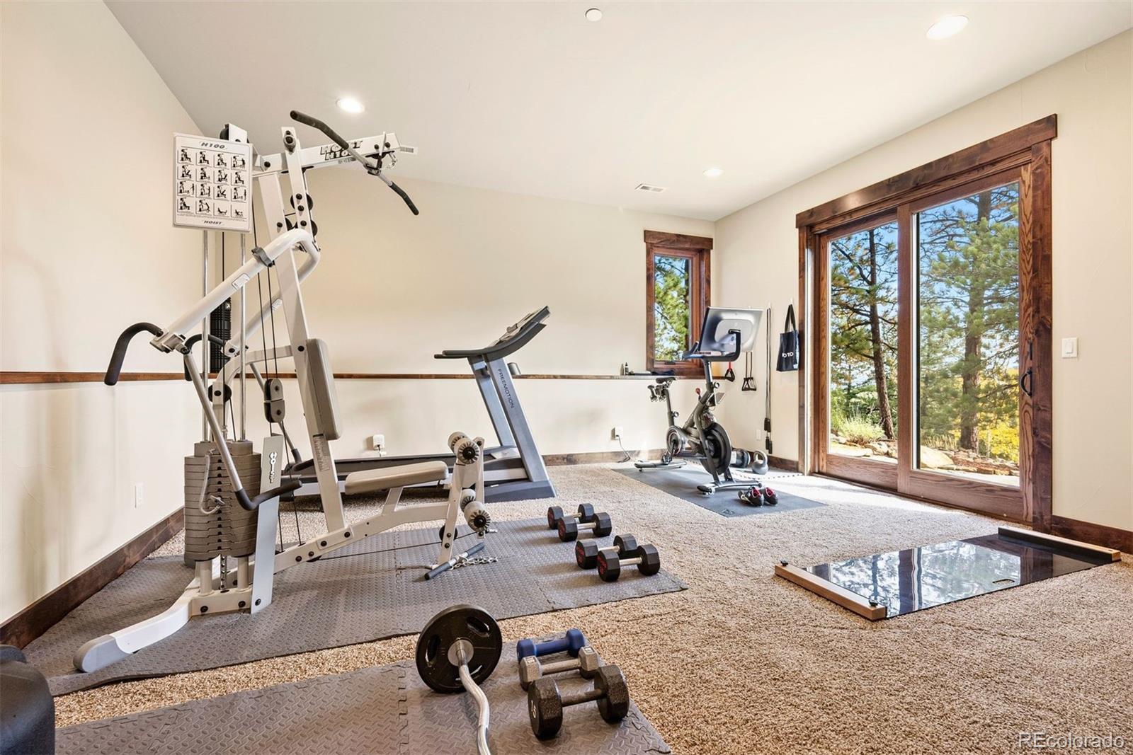 610 Clear Creek Road Evergreen, CO 80439 - Photo 39 of 50 a view of a room with gym equipment