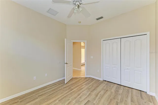 a view of backyard with large trees and plants