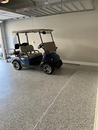 a car parked in a garage