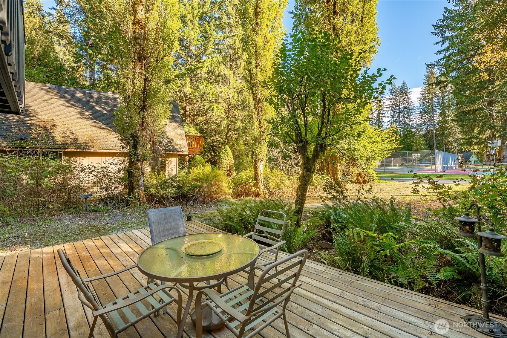 7018 Olympus Way Glacier, WA 98244 - Photo 26 of 35 a backyard of a house with table and chairs