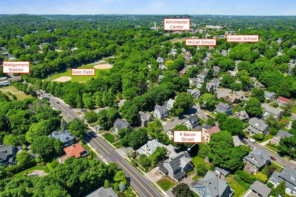 9 Bacon Street, Unit 9 Winchester, MA 01890 - Photo 33 of 35 an aerial view of residential house with outdoor space and trees all around