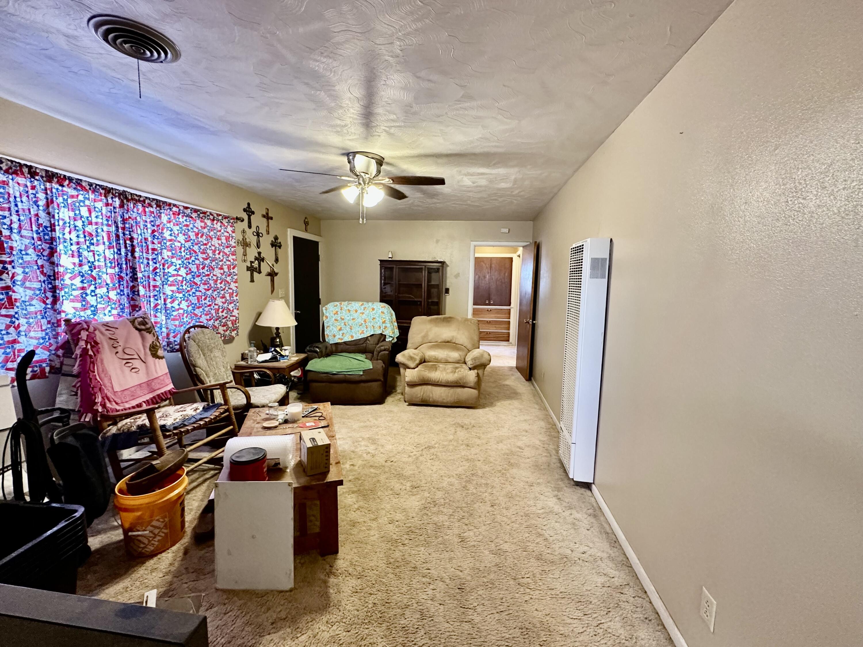 488 Co Road 4 Turkey, TX 79261 - Photo 9 of 29 a view of a livingroom with lounge chair and a ceiling fan