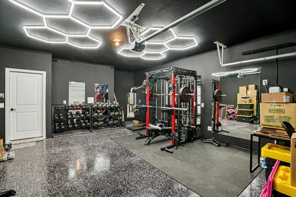 a view of a room with gym equipment