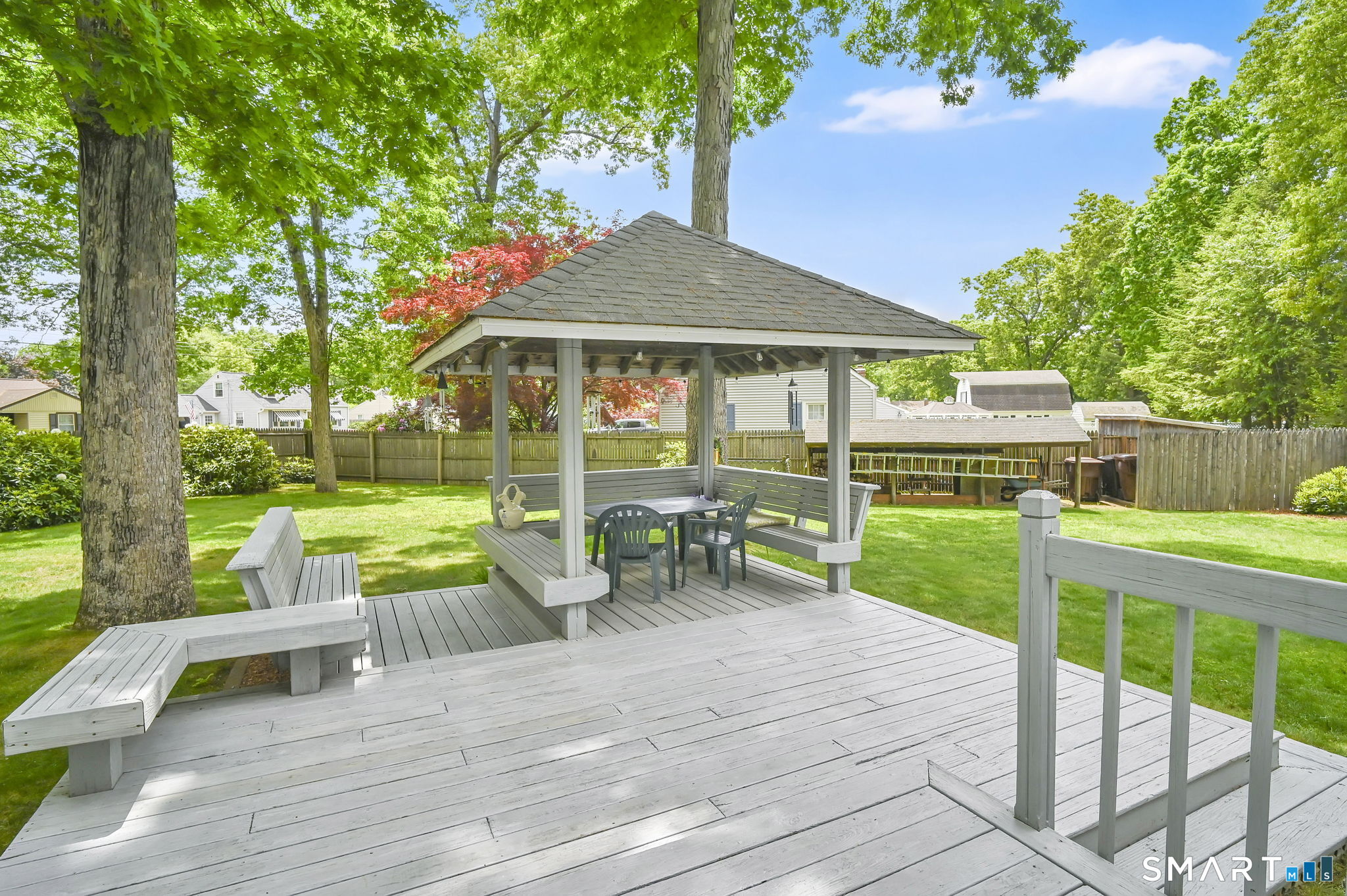 35 S Road Enfield, CT 06082 - Photo 40 of 40 Large multi-level deck, gazebo with built-in seating.