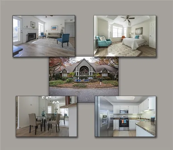 a view of living room and fireplace