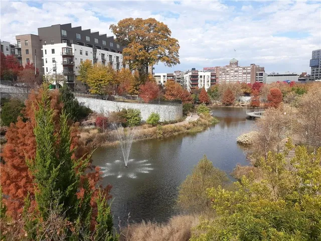 a view of a lake from a balcony