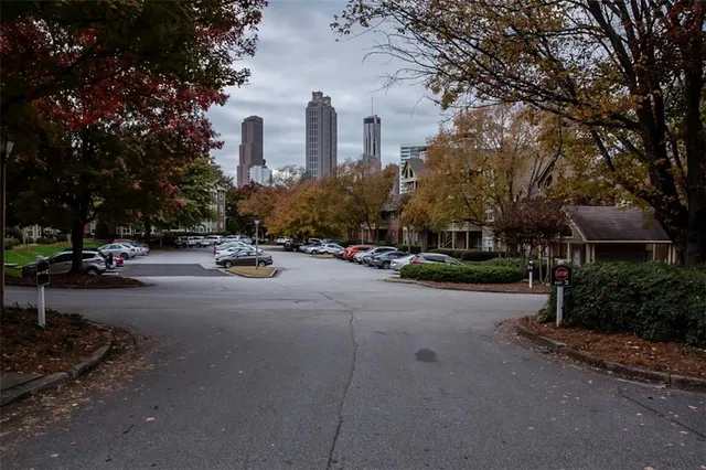a row of houses with the street