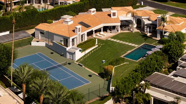 an aerial view of a house