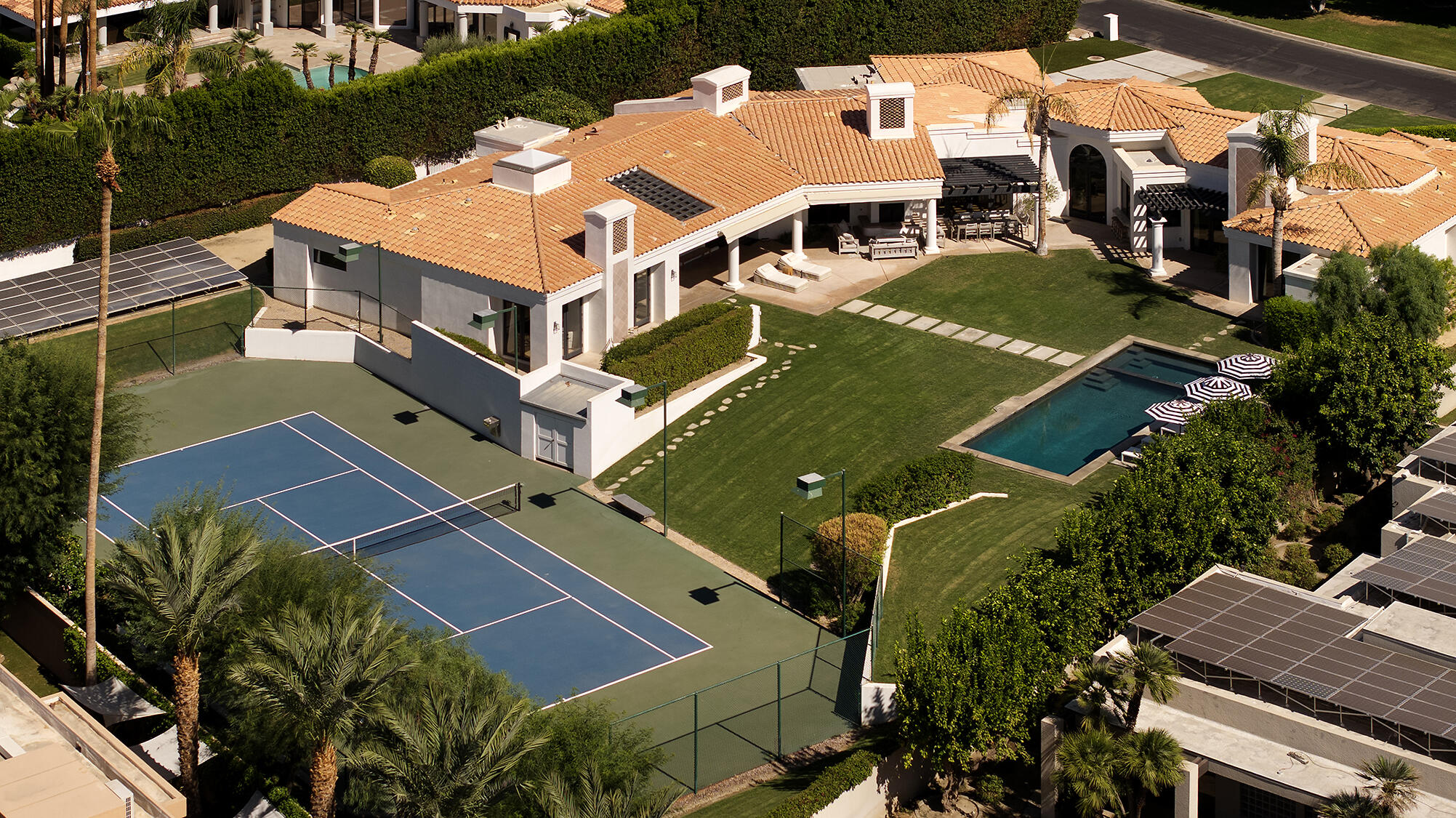 an aerial view of a house