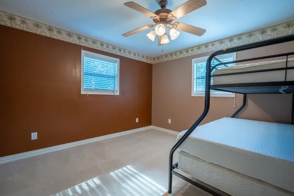 a room with ceiling fan