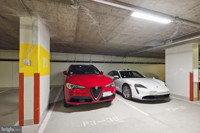 a car parked in the garage