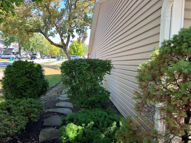 a view of backyard with green space