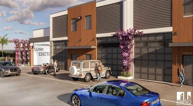 a car parked in front of a building