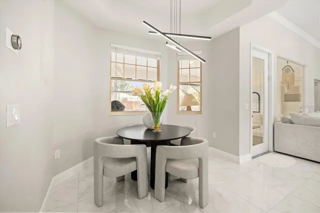 a view of a room with furniture and a potted plant