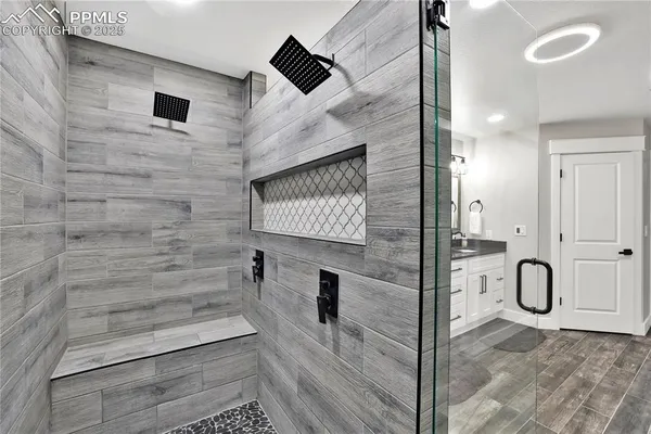 a bathroom with a shower