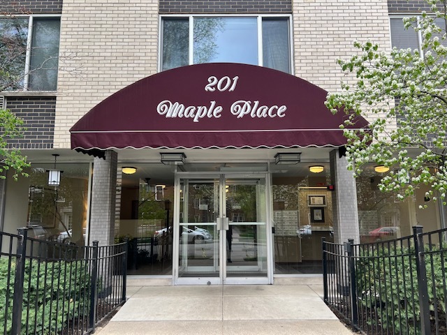 a front view of a building