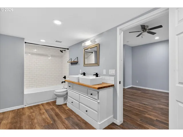 a view interior of a house wooden floor and entryway