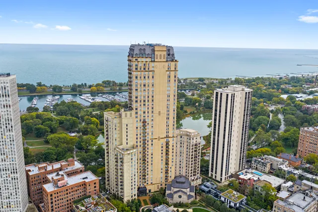 a view of a city with tall buildings