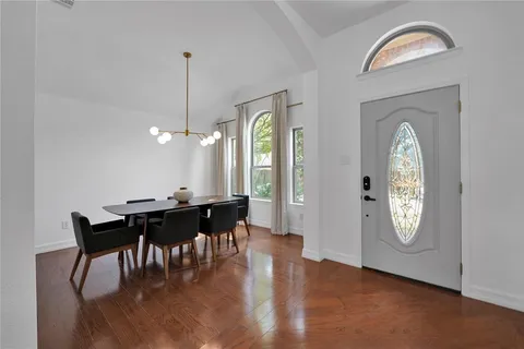 a table and chairs in a room