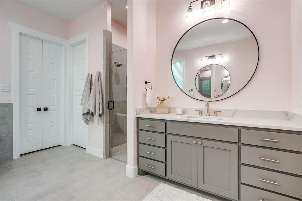 13921 Riviera East Fort Worth, TX 76028 - Photo 25 of 40 a bathroom with a sink and a mirror