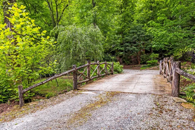 a view of a pathway with a park
