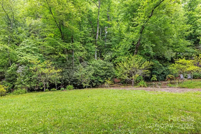 a backyard of a house with lots of green space