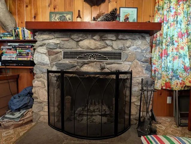 a view of a barn in the yard