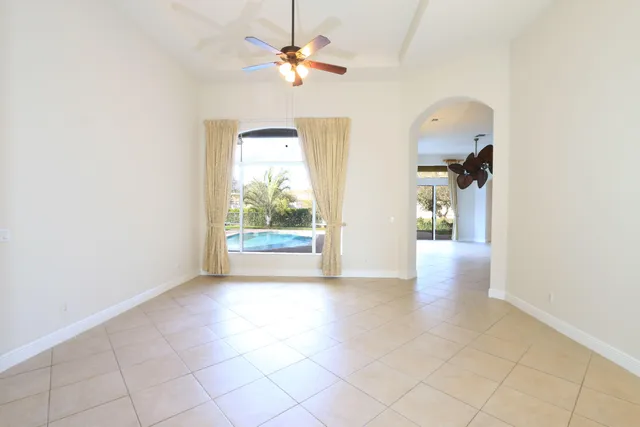 a view of a lobby with wooden floor