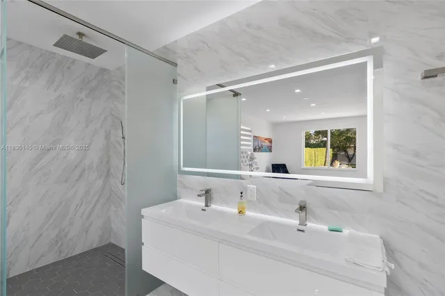 a view of a swimming pool with a yard