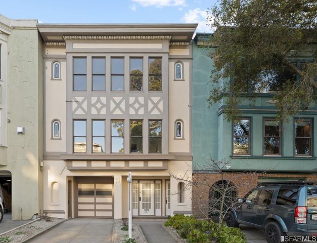 front view of a building with many windows